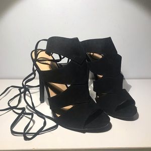 Black tie-up Heels